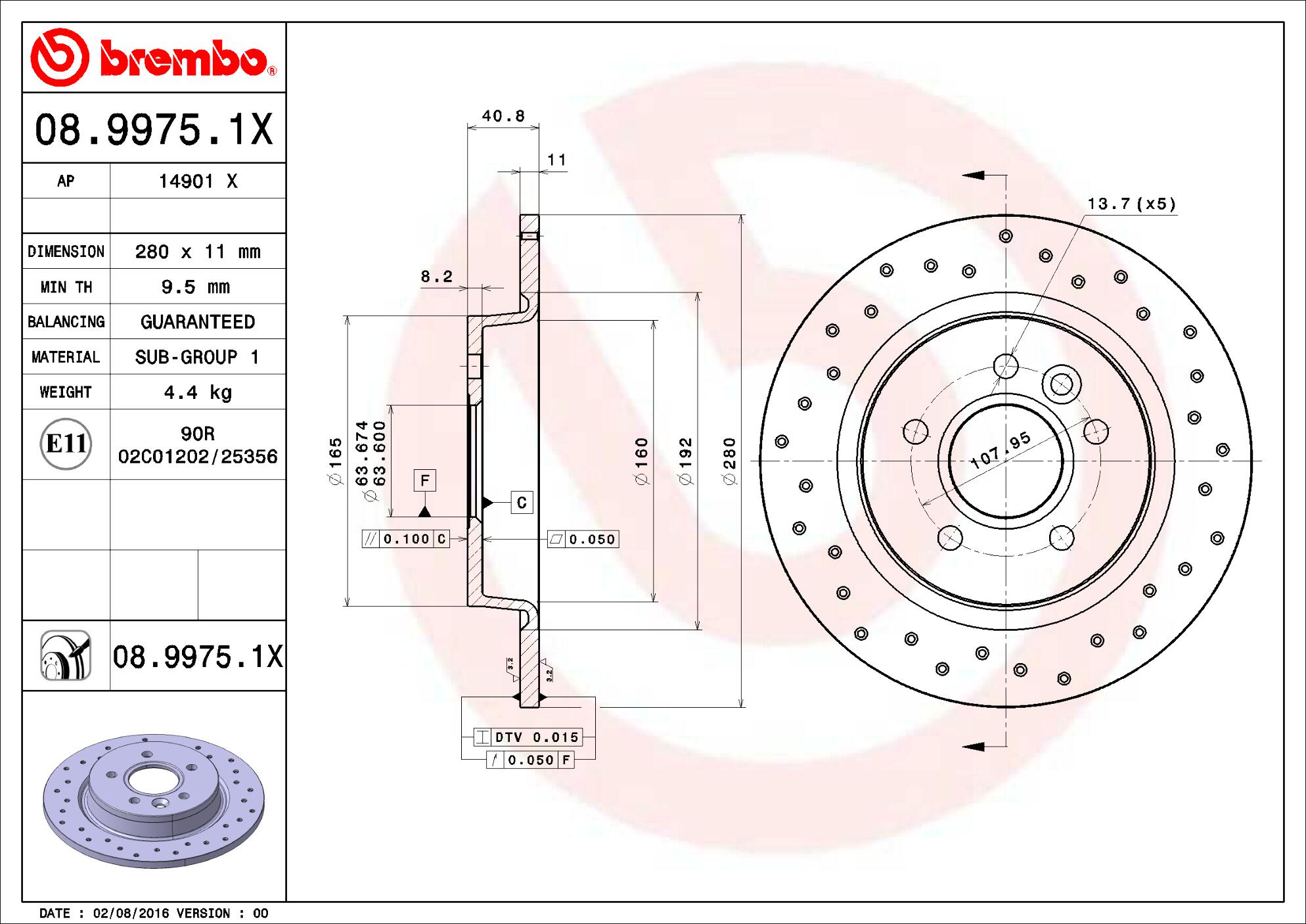 Volvo Brembo Disc Brake Rotor - Rear (280mm) 307691130